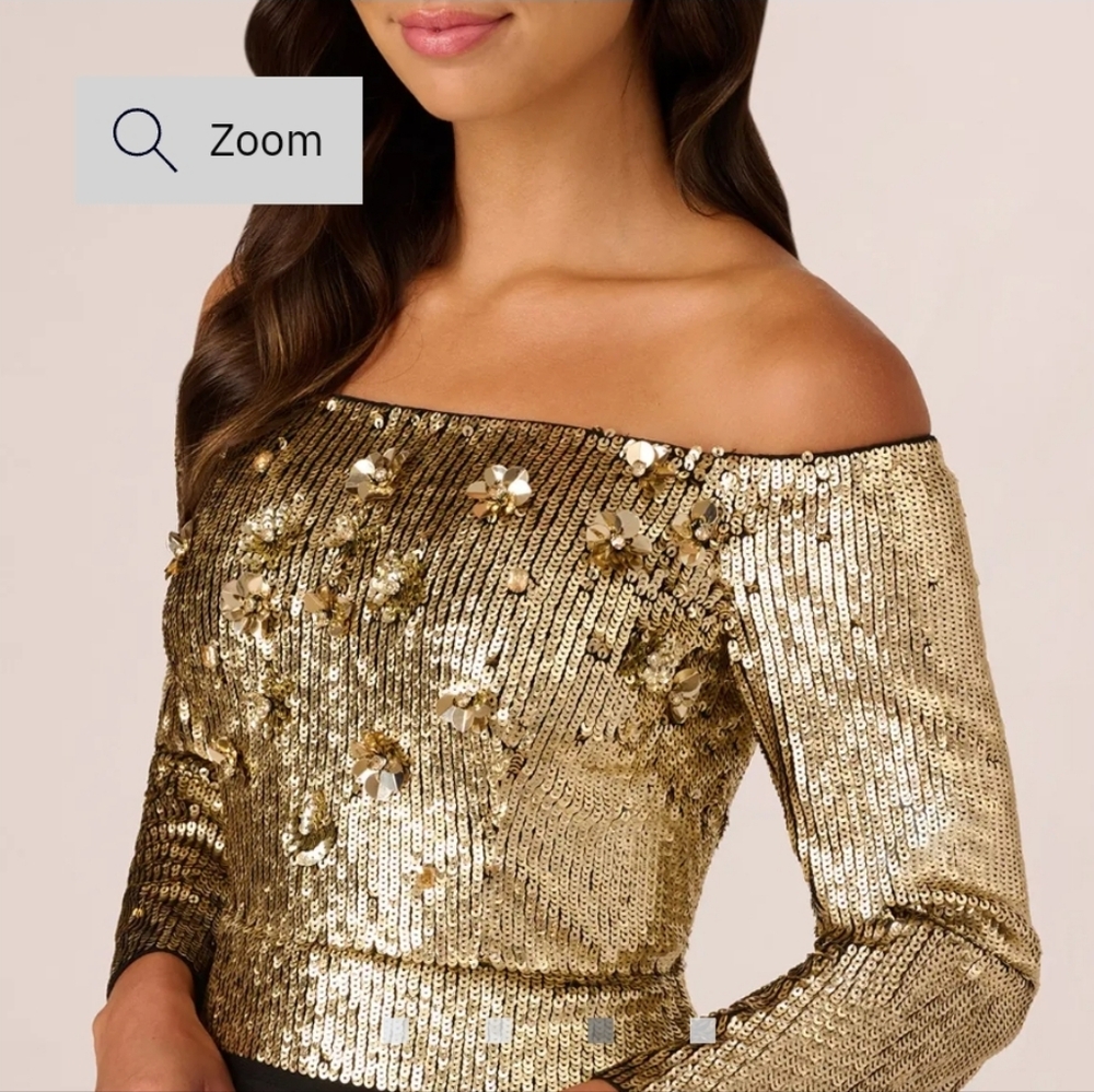Adrianna Papell $349 Off Shoulder Beaded Maxi Dress - Picture 3 of 4